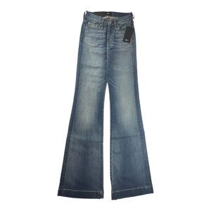 7 For All Mankind Dojo Jeans Women’s 24 Blue Flare Distressed Embroidered NWT